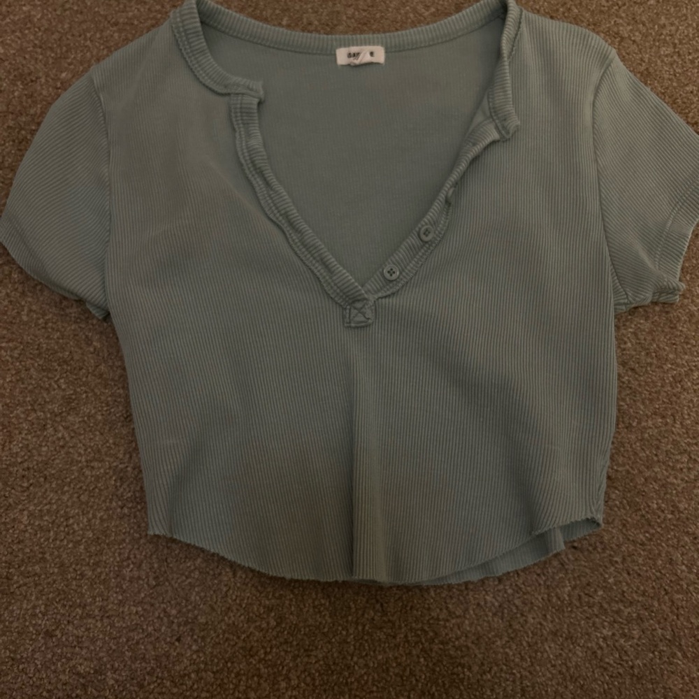Garage Ribbed Crop Top - Light Blue